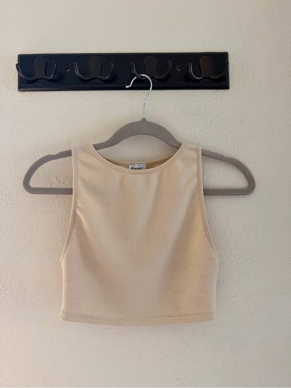 Princess Polly Ribbed Cropped Tank Top in Cream